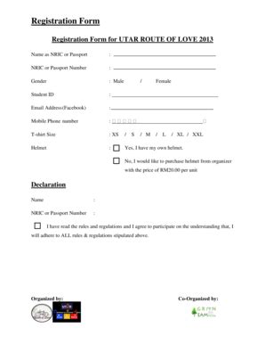 Fillable Online Route Of Love Registration Form Pdf Fax Email Print