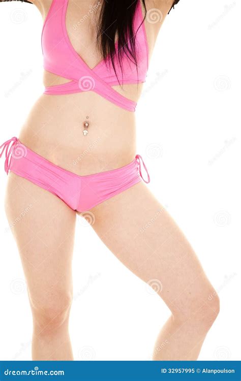 Woman Body Pink Bikini Stock Image Image Of Brunette 32957995