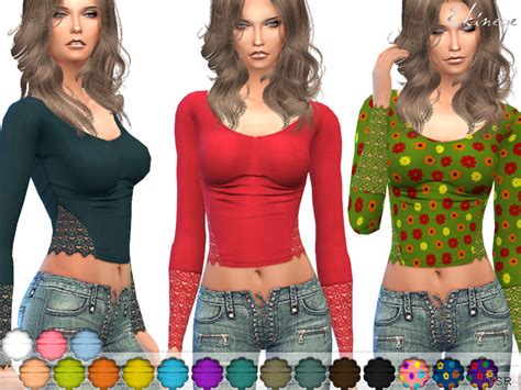 The Sims Resource Crop Top With Lace Details