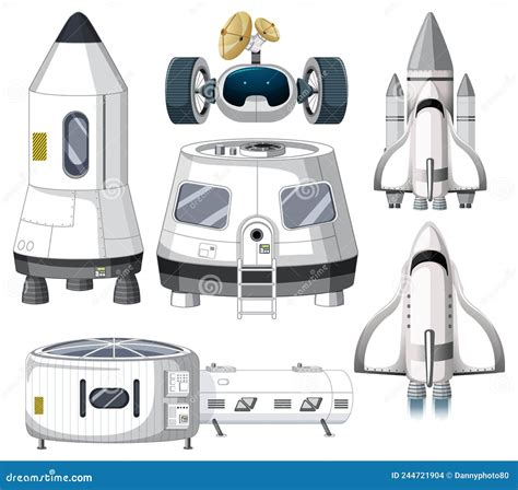 Conjunto De Objetos De Nave Espacial Ilustraci N Del Vector