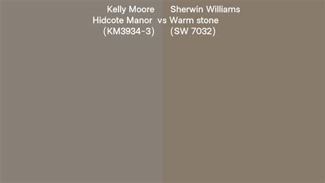 Kelly Moore Hidcote Manor Km3934 3 Vs Sherwin Williams Warm Stone Sw 7032 Side By Side