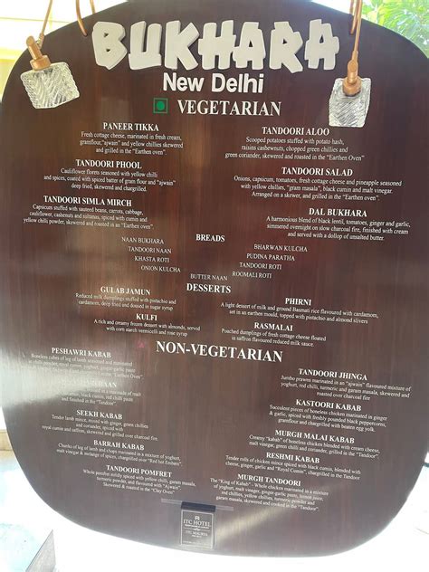 Menu At Bukhara New Delhi Itc Maurya