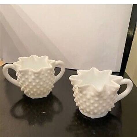 Dining Fenton Milk Glass Hobnail Star Shaped Creamer Sugar Set Poshmark