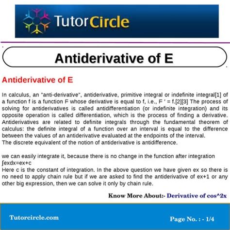 Antiderivative of E by tutorcircle team - Issuu