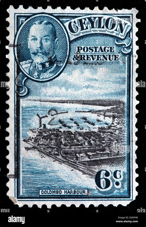 Colombo Harbour Postage Stamp Ceylon 1935 Stock Photo Alamy