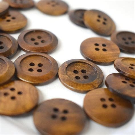 Olive Wood Buttons Natural Finish Two Hole Classic Round Etsy