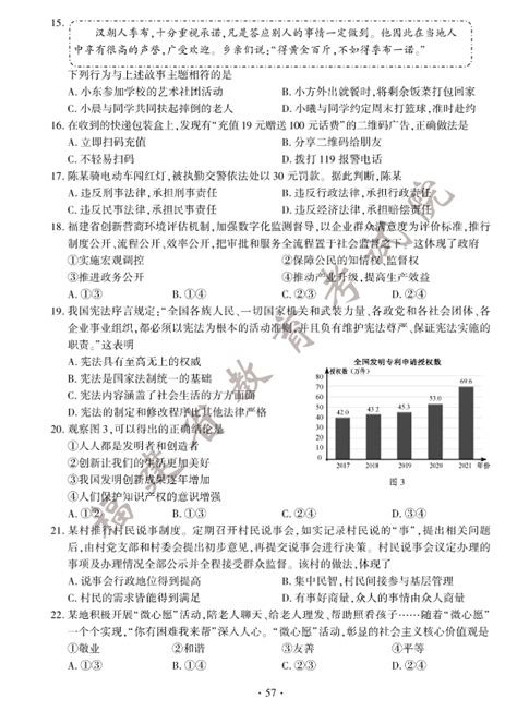 2023年福建中考道德与法治试卷真题及答案4221学习网