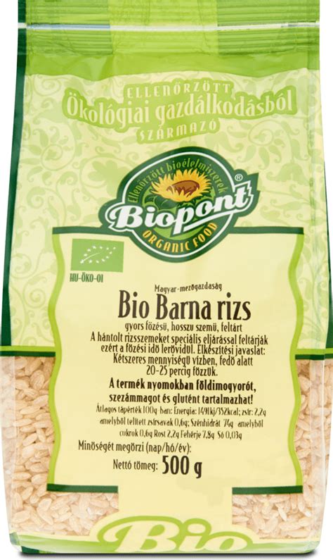 Biopont Bio gyorsfőzésű barna rizs 500 g dm hu