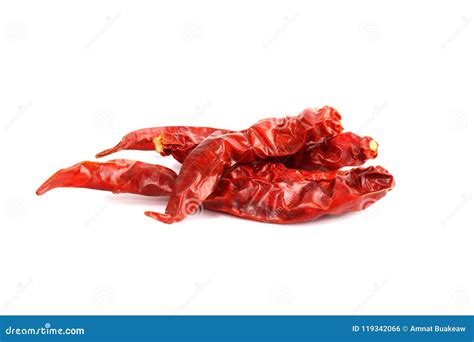 Dried Red Chili Chilli Red Spicy Hot Flavor Chilli Dry On White