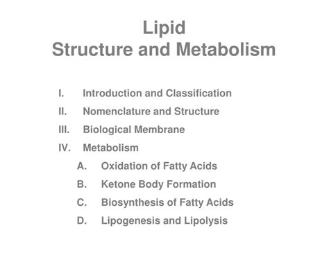 Ppt Lipid Structure And Metabolism Powerpoint Presentation Free Download Id702578