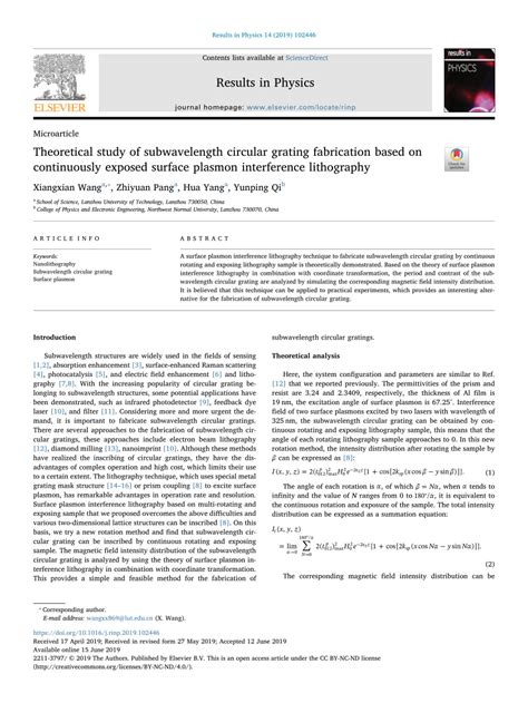 Pdf Theoretical Study Of Subwavelength Circular Grating Fabrication