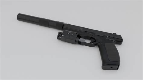 PL-15 pistol with attachments 3D model | CGTrader