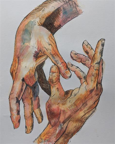 Touching Hands Art Sketch Paint Hands Art Painting Acrylic