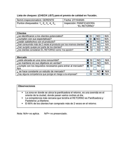 Check List Calidad Py Fgsdfgdf Lista De Chequeo Check List Para