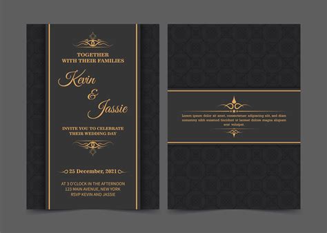 Black And Gold Wedding Invitations Templates