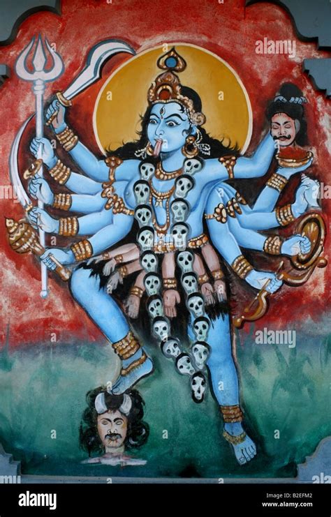 Mural On A Hindu Temple Wall Of The Hindu Goddess Kali India Stock