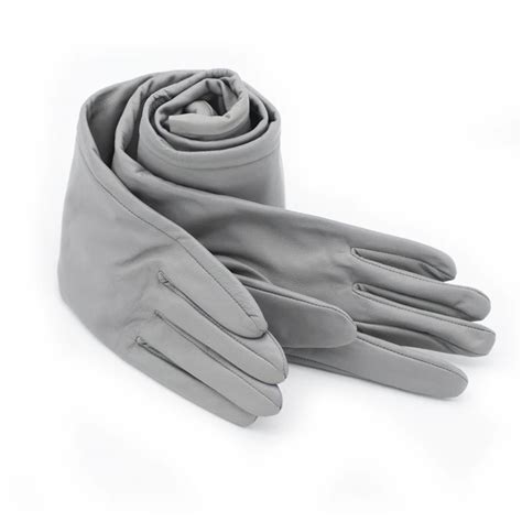 60cm 23 6 Long Classic Plain Top Sheep Leather Evening Opera Long Gloves In Light Grey In