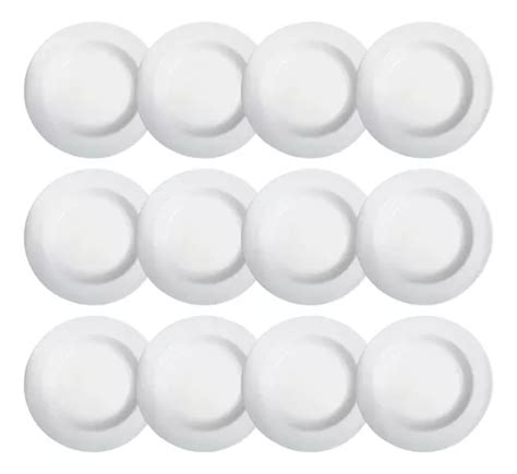 Kit 12 Prato Fundo Branco Melamina Plástico 25cm Frete grátis