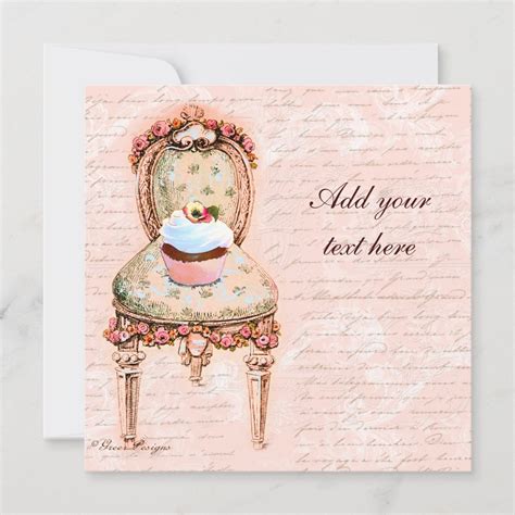 Tea Party Cupcake Victorian Design Invitations | Zazzle