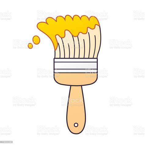 Yellow Paint Brush Stock Illustration - Download Image Now - Art, Artist's Palette, Blob - iStock