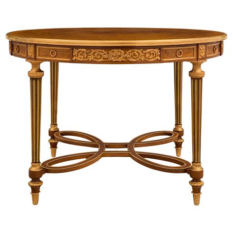 French 19th Century Louis XVI St Ebony And Ormolu Center Table For