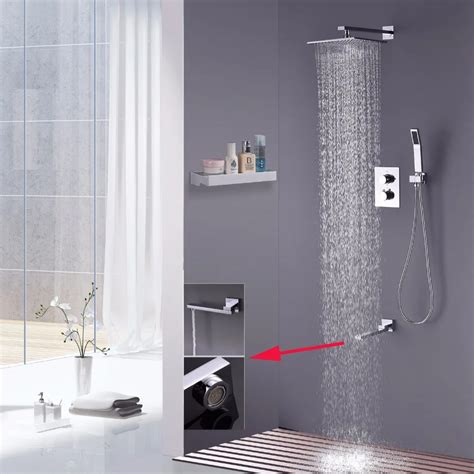 Ceiling Mounted 10 Inch Shower Head Thermostatic Shower Mixer Rain