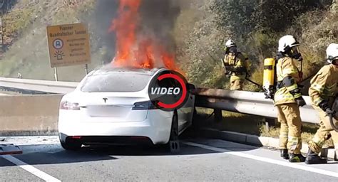 This Is How You Extinguish A Burning Tesla Model S Carscoops