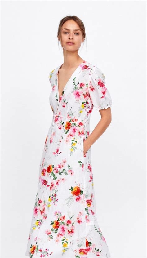 Zara White Floral Dress White Floral Dress Fashion Wrap Dress