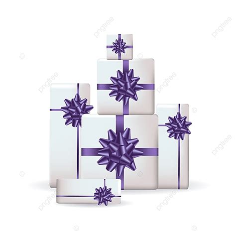 Bow Gift Ribbon Vector Hd PNG Images Set Of Colorful Gift Boxes With