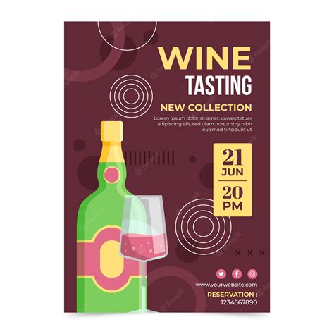 Premium Vector Flat Design Wine Party Poster Template