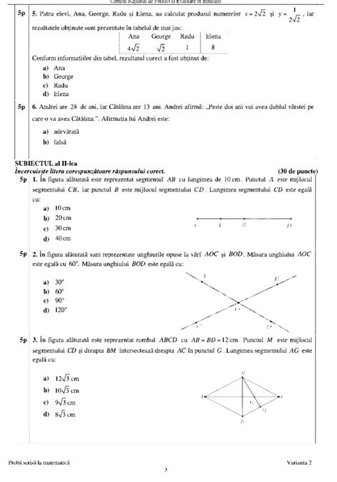 Subiecte Matematica Evaluare Nationala Varianta De Subiecte Nr Hot