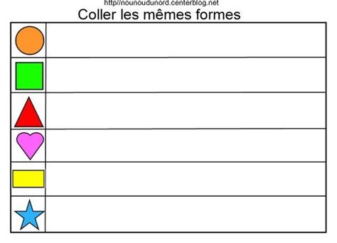 Exercice Coller Les Formes Et Couleurs Identiques