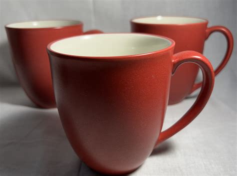 Noritake Stoneware Colorwave Red Raspberry Coffee Mug Cup Set Of 3 Ebay