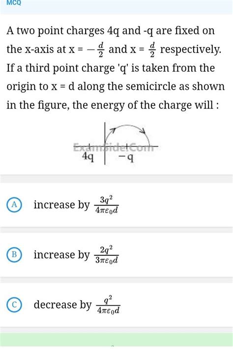 A Two Point Charges Q And Q Are Fixed On The X Axis At X D And X D