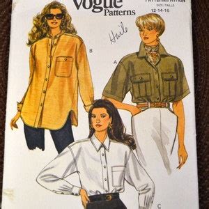 Misses Shirt Sewing Pattern Vogue 8447 Size 6 10 Bust 30 32 Inches