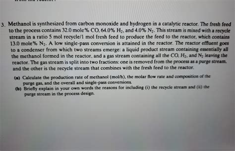 Solved 3 Methanol Is Synthesized From Carbon Monoxide And Chegg