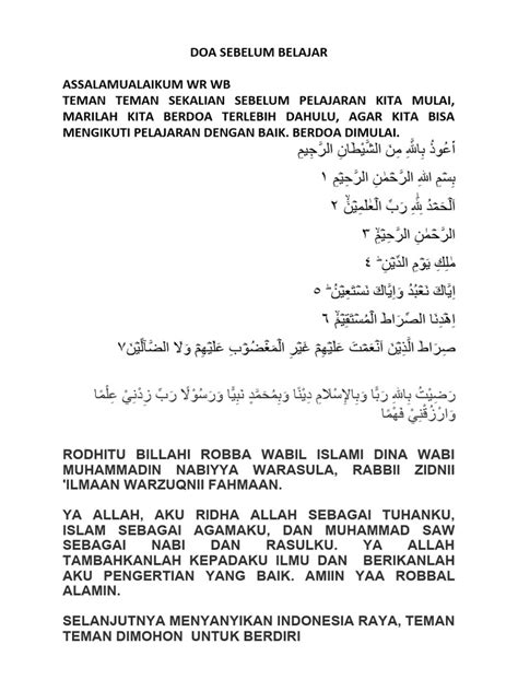 Doa Sebelum Belajar Pdf