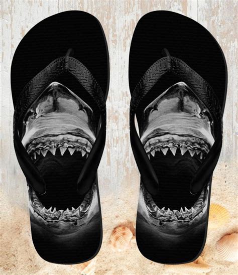 Great White Shark Beach Slippers Sandals Flip Flops Etsy