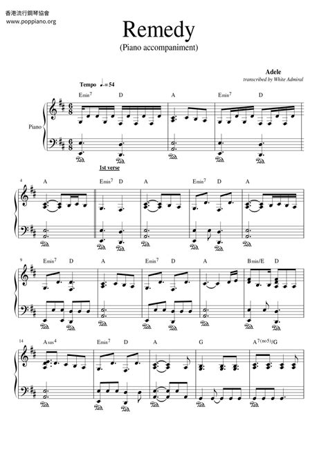 Adele Remedy Sheet Music Pdf Free Score Download ★