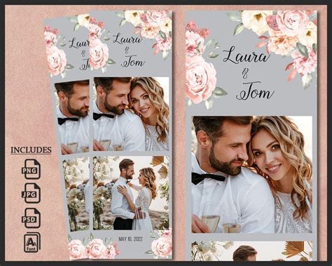 Wedding Photo Booth Template Photobooth Boho Floral Frame Bridal