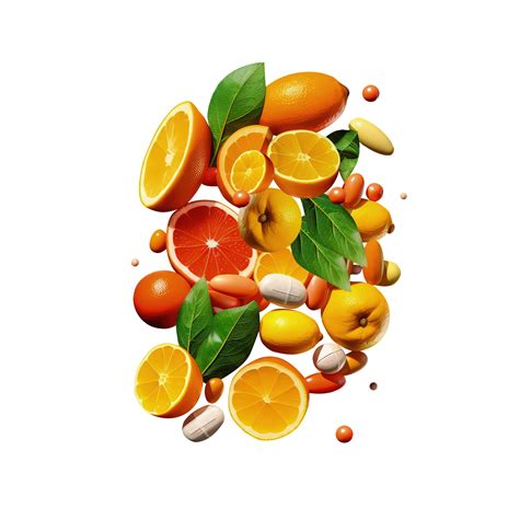 Vitamin C Pills With Orange Whole And Slice On Png Background 24664314 Png