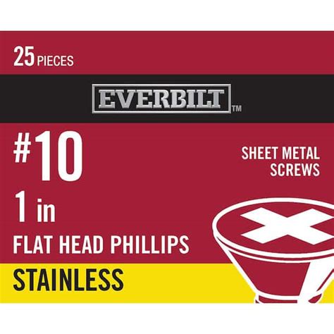 Everbilt 10 1 In Phillips Flat Head Sheet Metal Screws 25 Pack