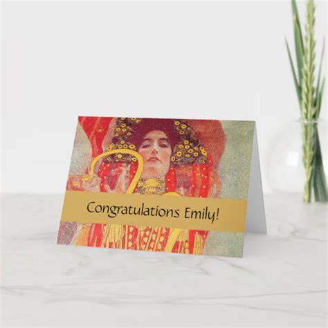 Gustav Klimt Red Woman Gold Snake Painting Card Zazzle