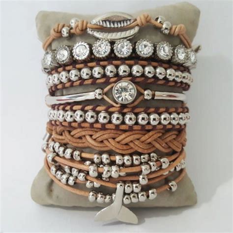 Conjunto De Pulseiras Em Couro Cor Natural Nude Elo