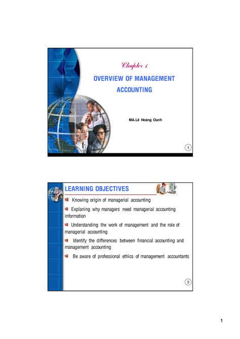 Chapter 1 Introduction 1 OVERVIEW OF MANAGEMENT ACCOUNTING Chapter