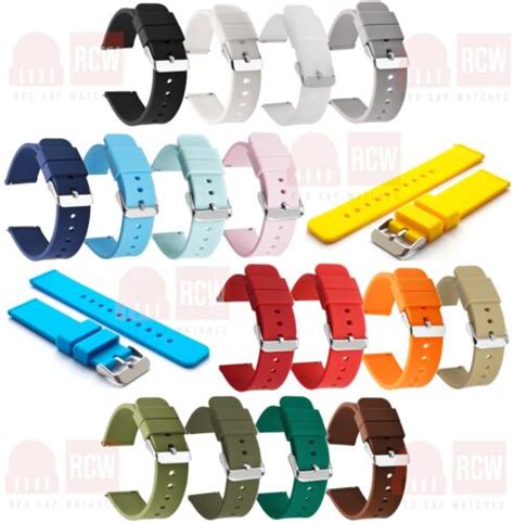 Silicone Rubber Watch Strap Smart Band 16mm 18mm 20mm 22mm 24mm Quick Release Ebay