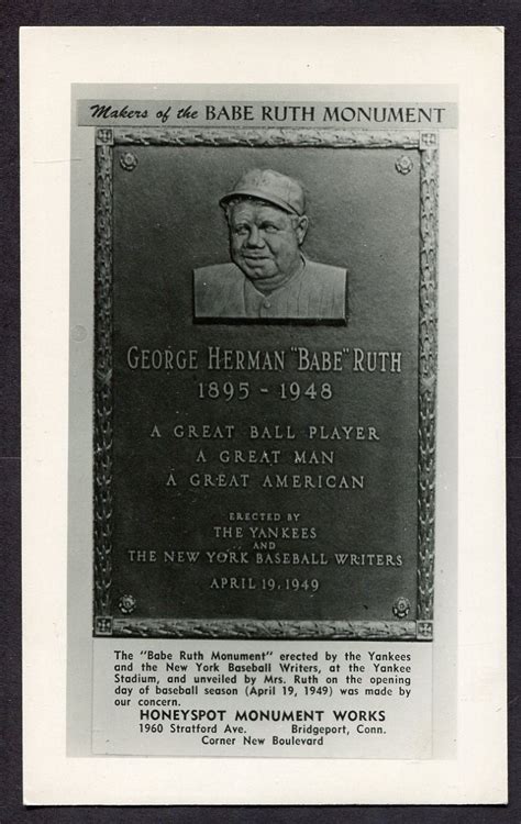Lot Detail S Babe Ruth Monument Postcard