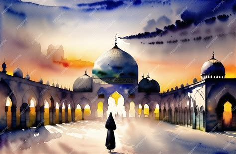 Premium Photo Beautiful Mosque Night Background For Ramadan Kareem