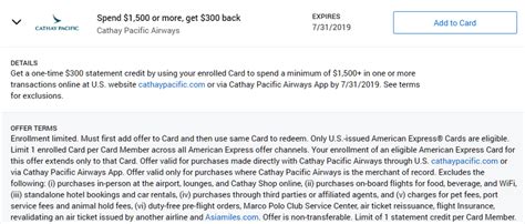 Expired Targeted Amex Offers Cathay Pacific Airways Get