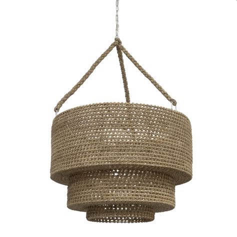 Palecek Veranda Woven Pendant Hamptons Style Chandelier Woven